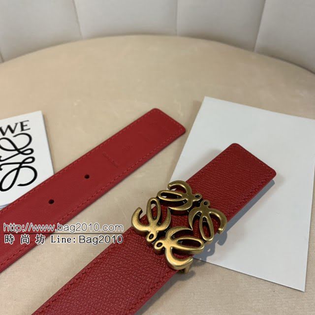 LOEWE女士皮帶 羅意威經典銅扣手掌紋雙面牛皮腰帶  jjp1798